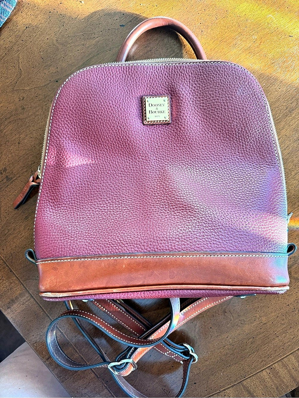Dooney & Bourke Pebble Grain Zip Pod Backpack red & Brown